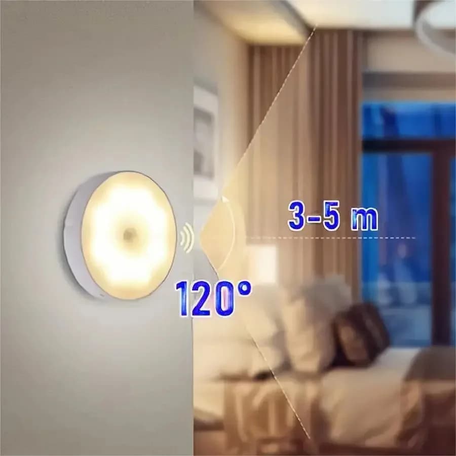 Ladattava liiketunnistimella varustettu LED-sängynvieruslamppu, Valkoinen