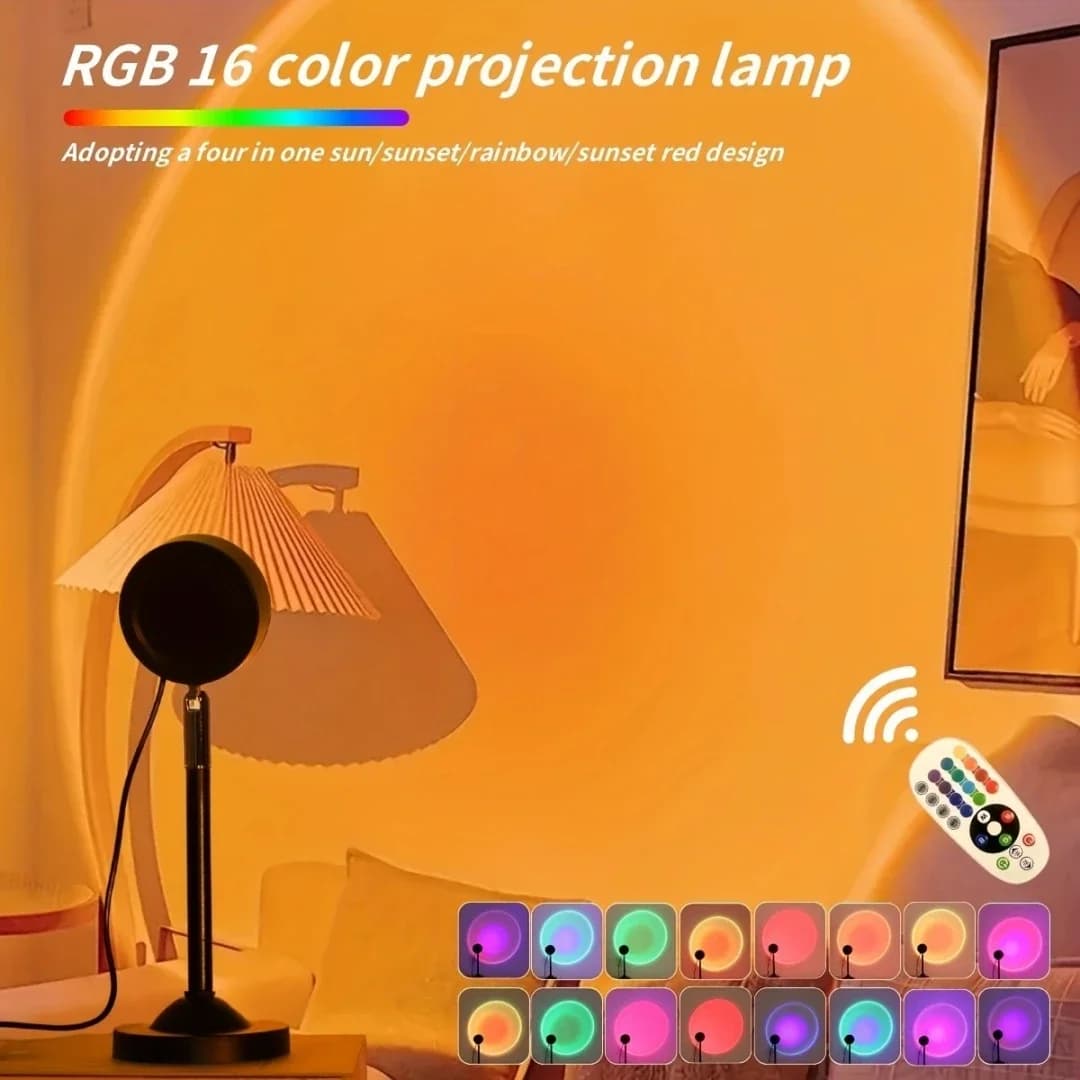 Mini USB RGB-auringonlaskuprojektorilamppu kaukosäätimellä