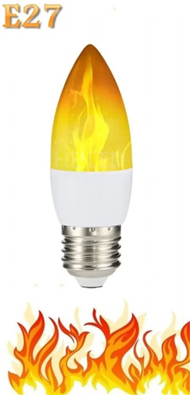 E14/E27 LED- liekkihehkulamppu, painovoima-anturi, 3 lämmintä valotilaa