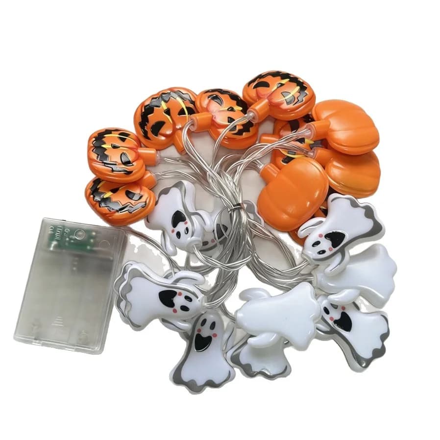 Paristokäyttöiset kummitus- ja kurpitsahalloween-LED-valonauhat