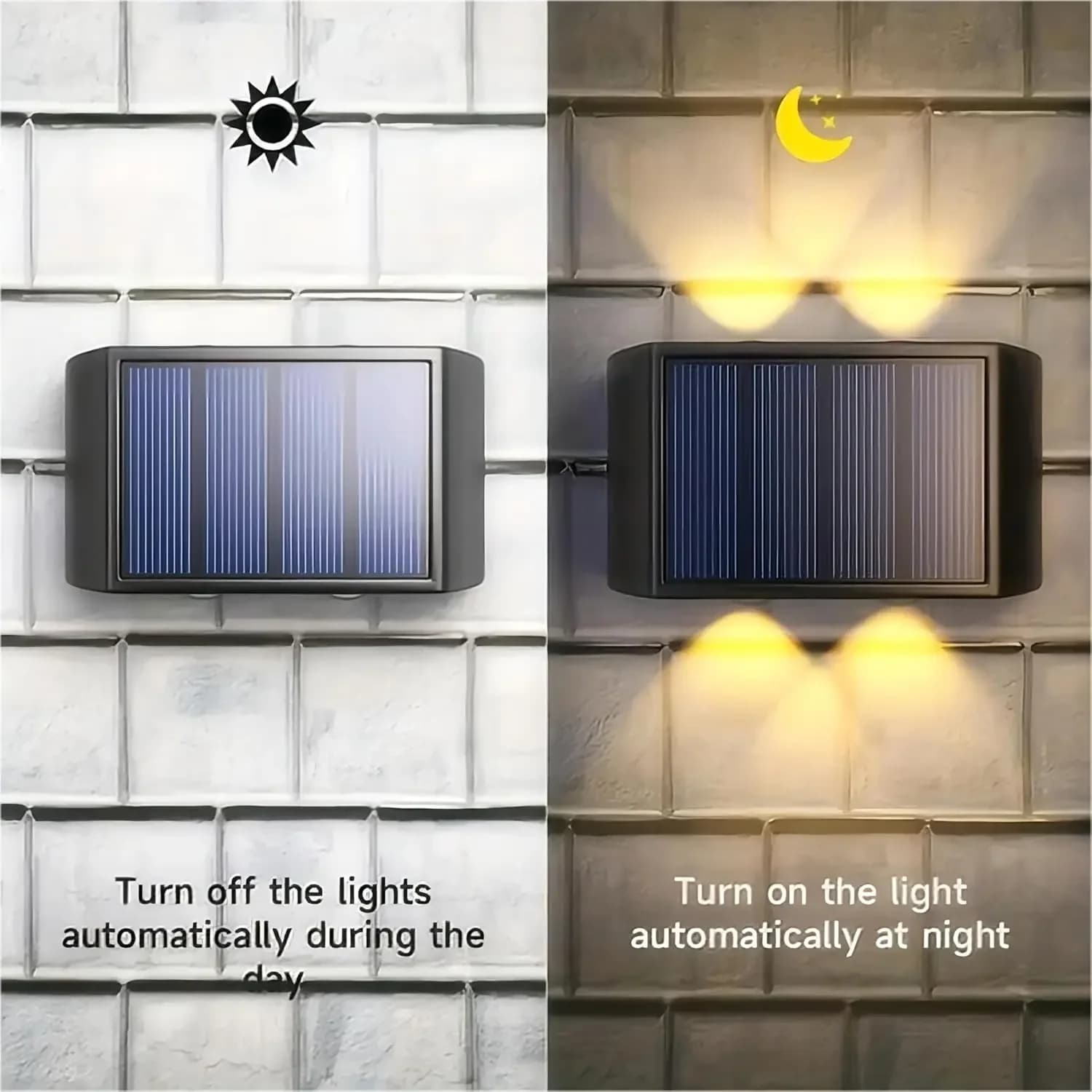 Aurinko-LED-seinävalaisin, hämärästä aamuun, vedenkestävä