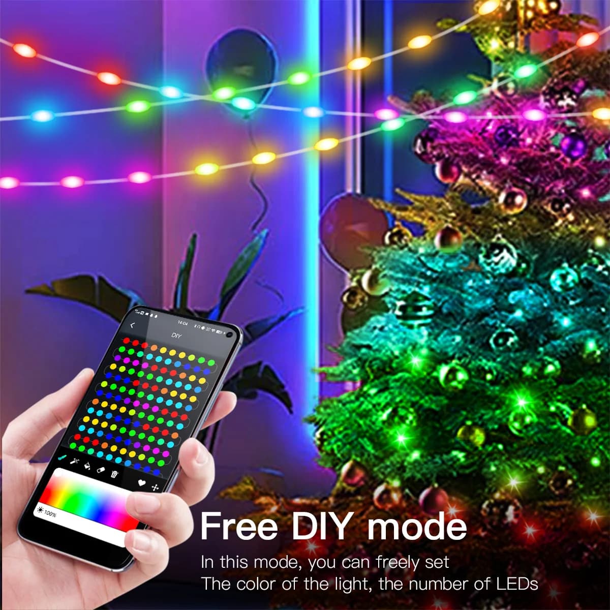 USB Bluetooth -kaukosäädin värikäs LED-tuikkuvalosarja