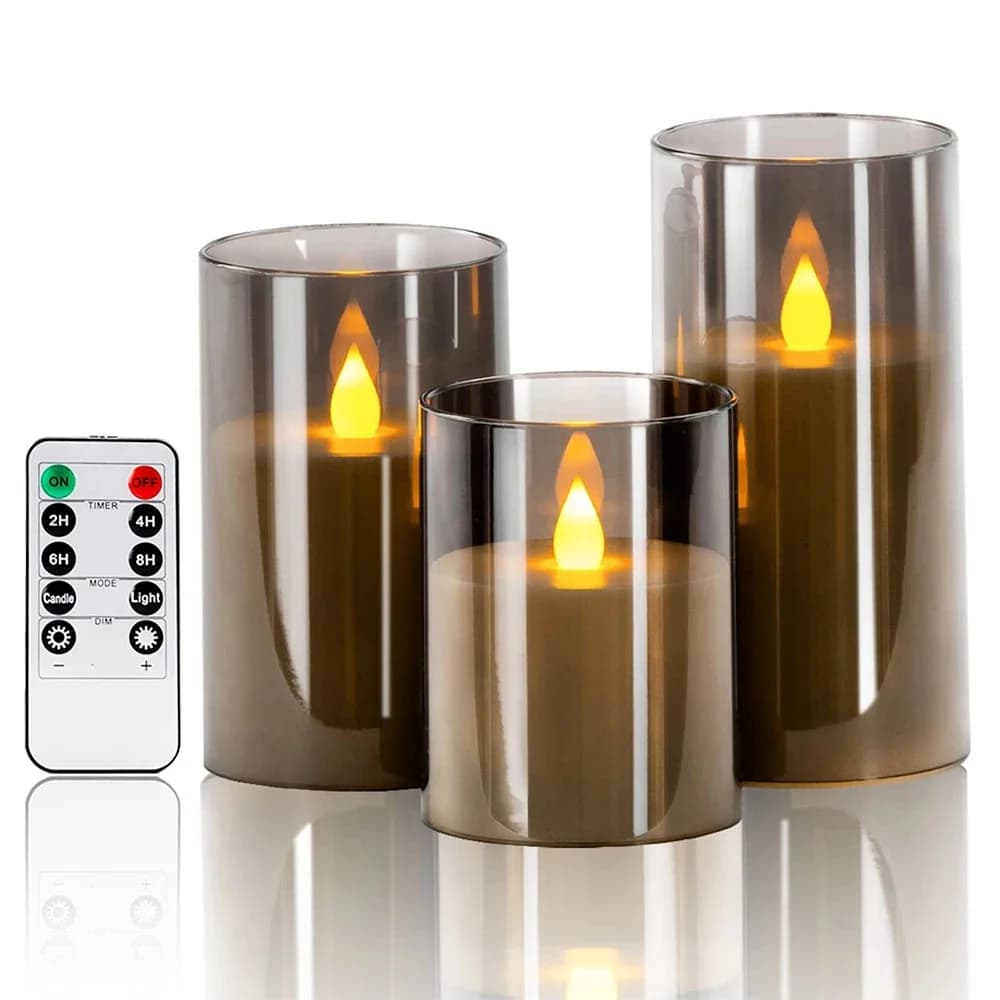 3-Pack Kaukosäädettävät Värehtivät LED-Kynttilät