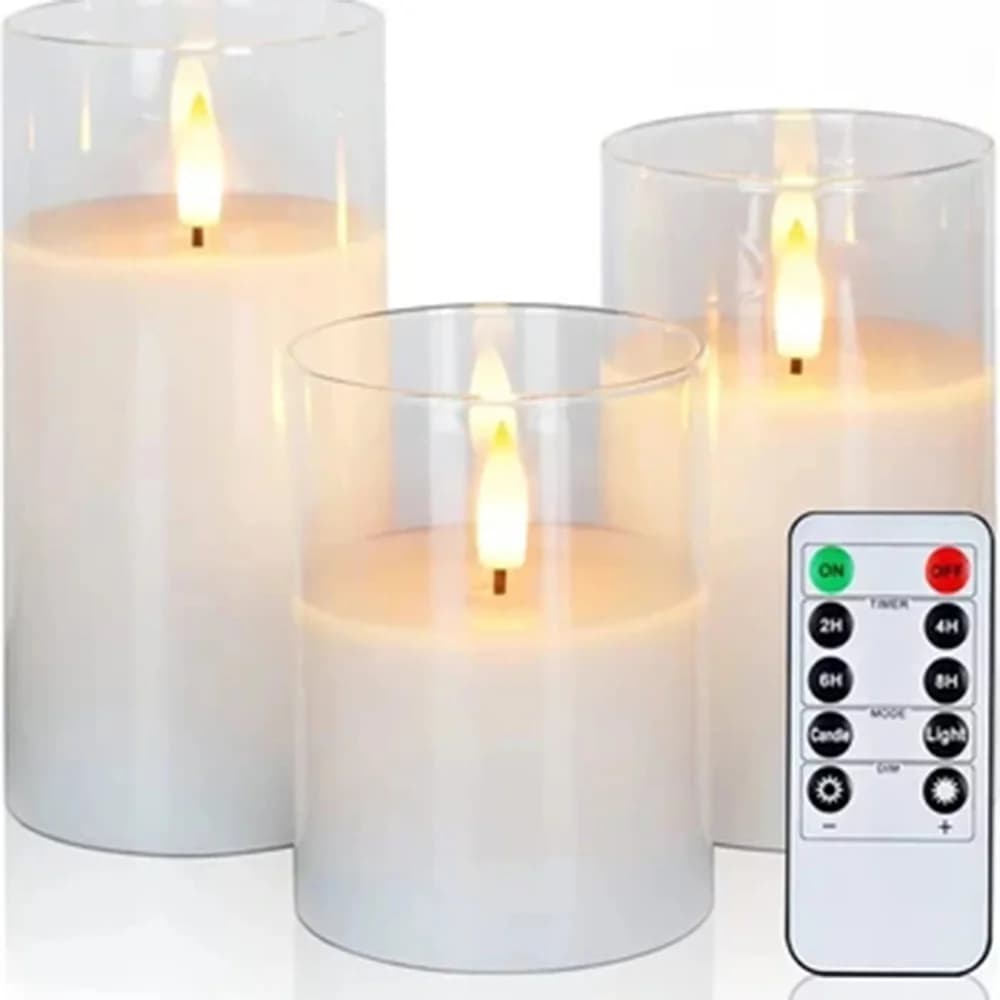 3-pack kauko-ohjattavat LED-kynttilät ilman liekkiä