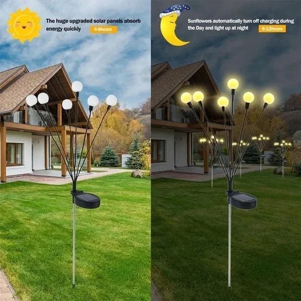 Tuulikäyttöiset aurinkohämähäkkivalot nurmikolle