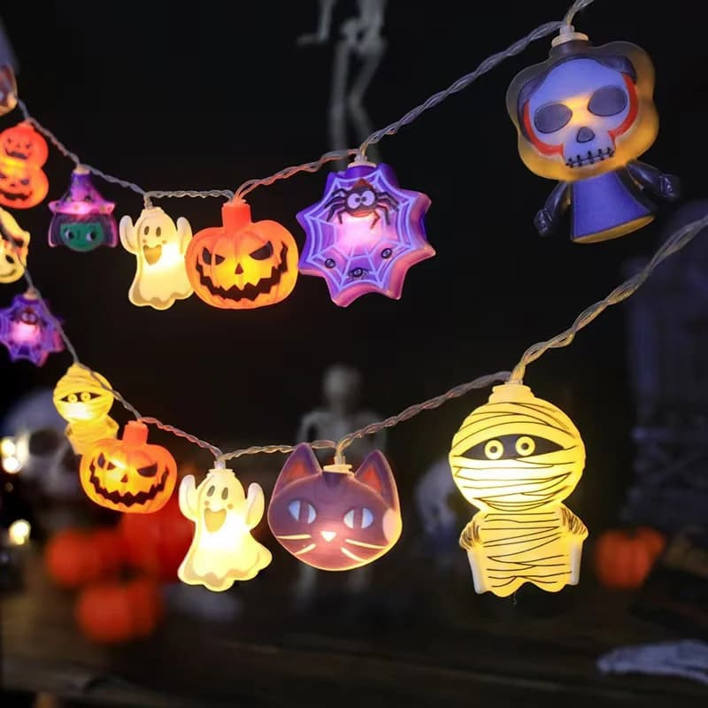 Paristokäyttöiset Halloween-muotoiset nauhavalaistimet