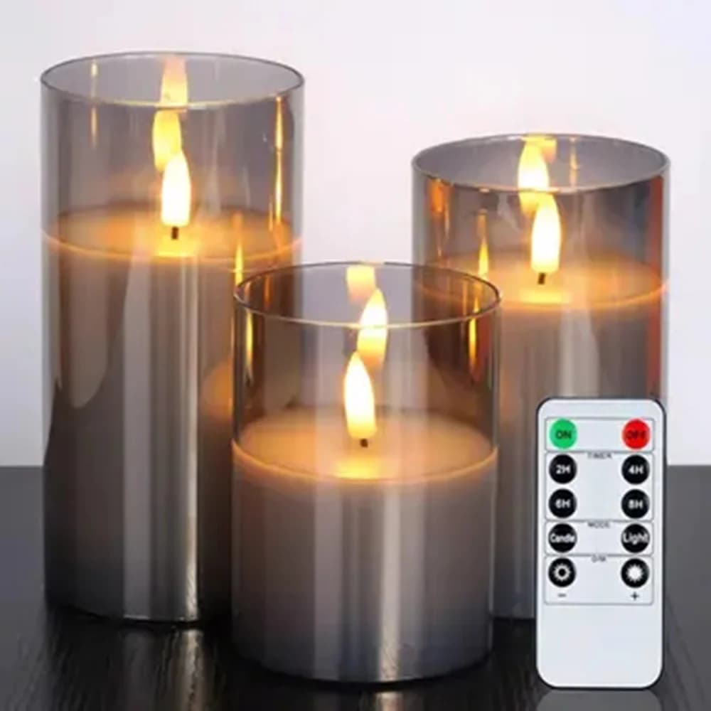 3-pack kauko-ohjattavat LED-kynttilät ilman liekkiä