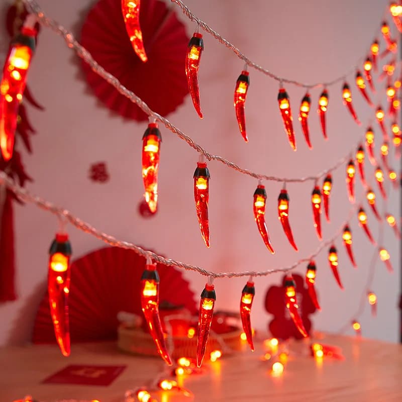 Punaiset chili-LED-valonauhat USB tai paristokäyttö