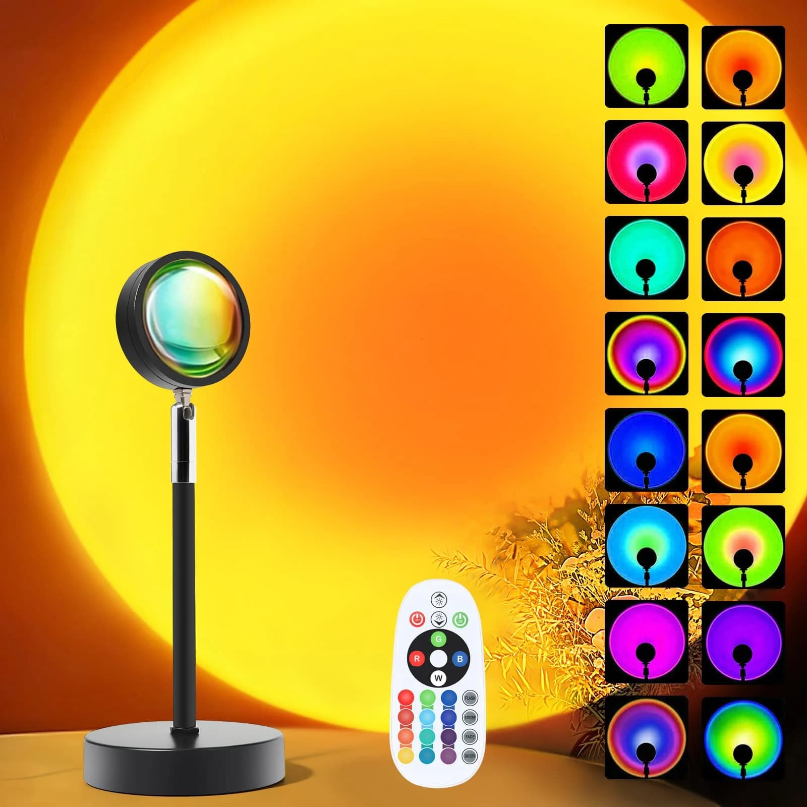 Mini RGB LED Auringonlasku-projektori, kaukosäädin, USB
