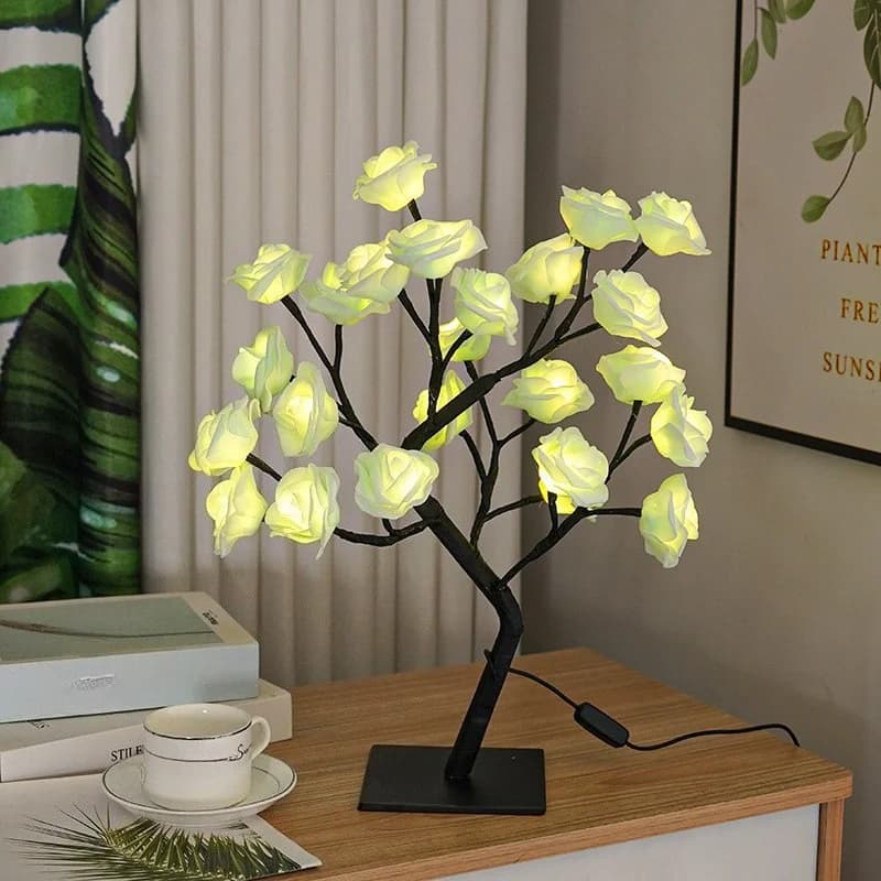 24-LED Ruusu-pöytälamppu, USB-käyttöinen monivärinen