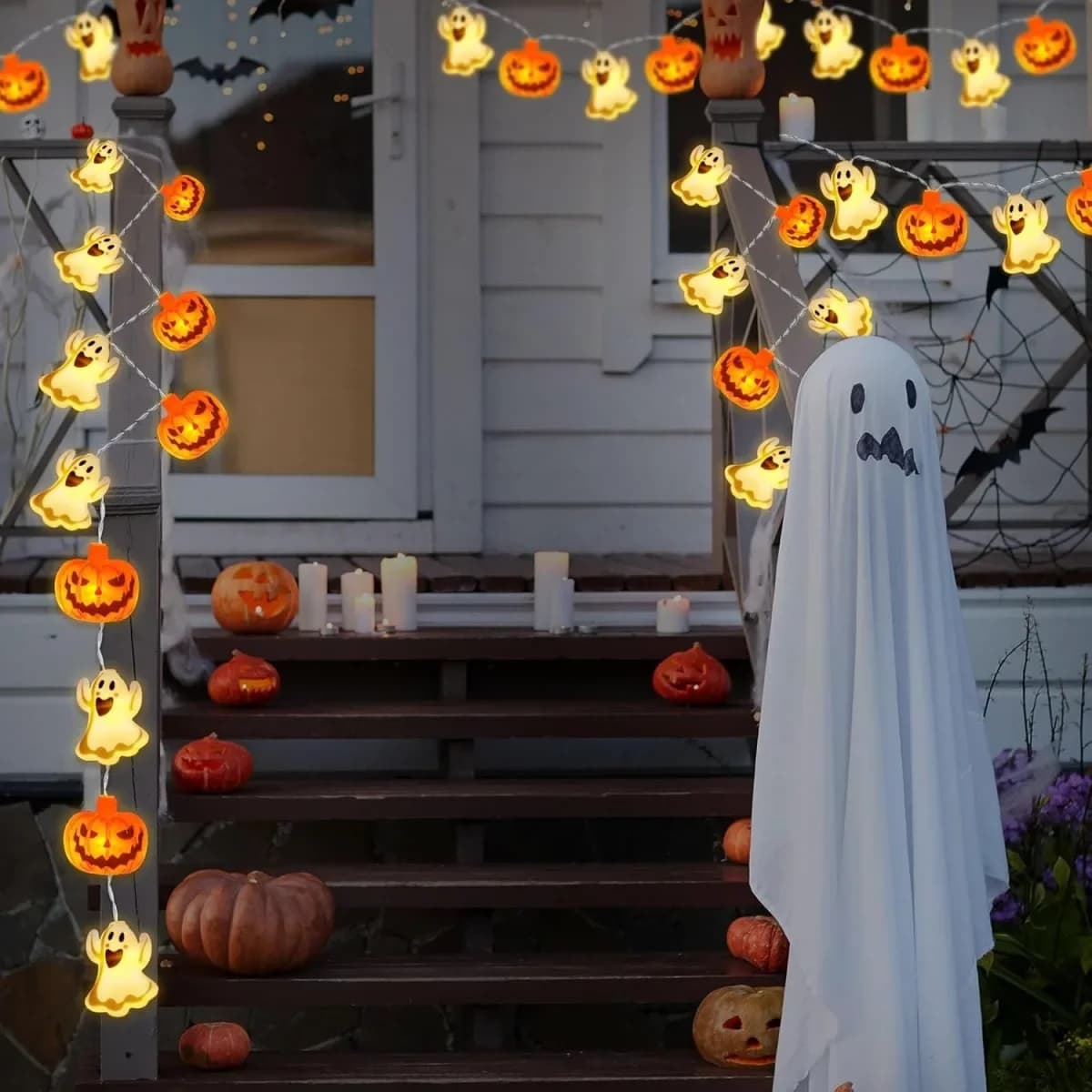 Paristokäyttöiset kummitus- ja kurpitsahalloween-LED-valonauhat